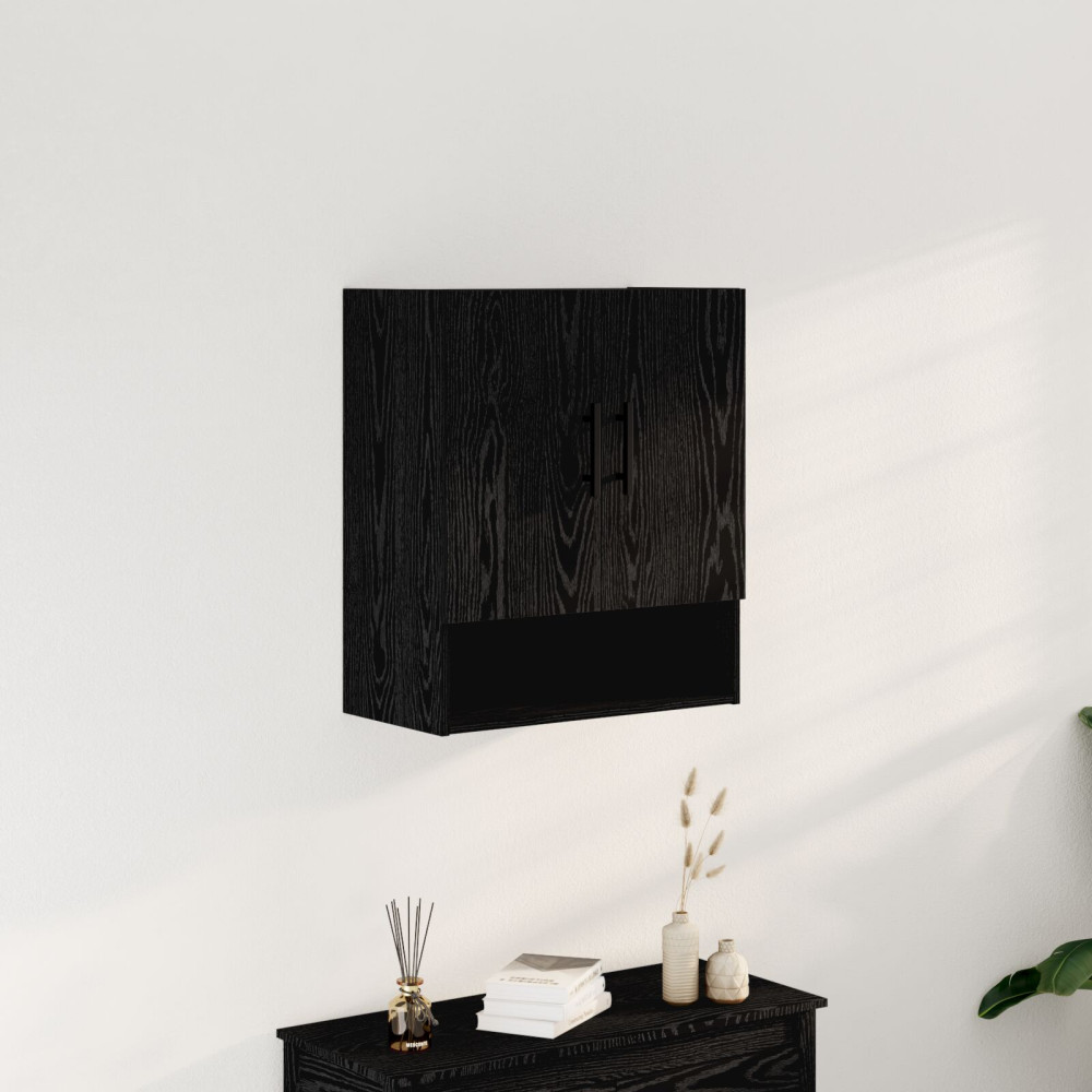 Produktbild för Väggmonterat skåp Svart Ek 60 x 31 x 70 cm Konstruerat trä