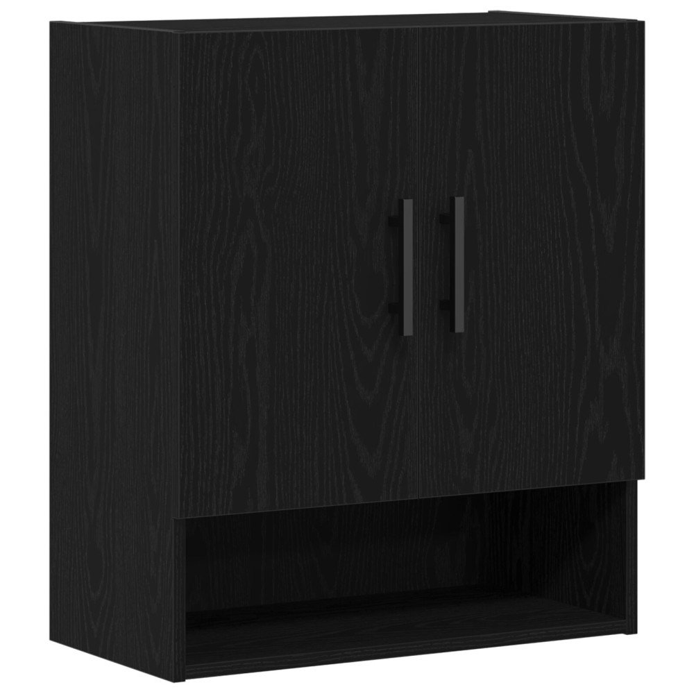 Produktbild för Väggmonterat skåp Svart Ek 60 x 31 x 70 cm Konstruerat trä
