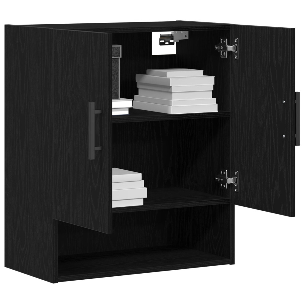 Produktbild för Väggmonterat skåp Svart Ek 60 x 31 x 70 cm Konstruerat trä