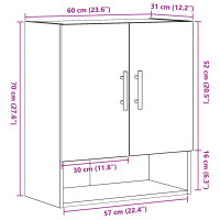Produktbild för Väggmonterat skåp Svart Ek 60 x 31 x 70 cm Konstruerat trä