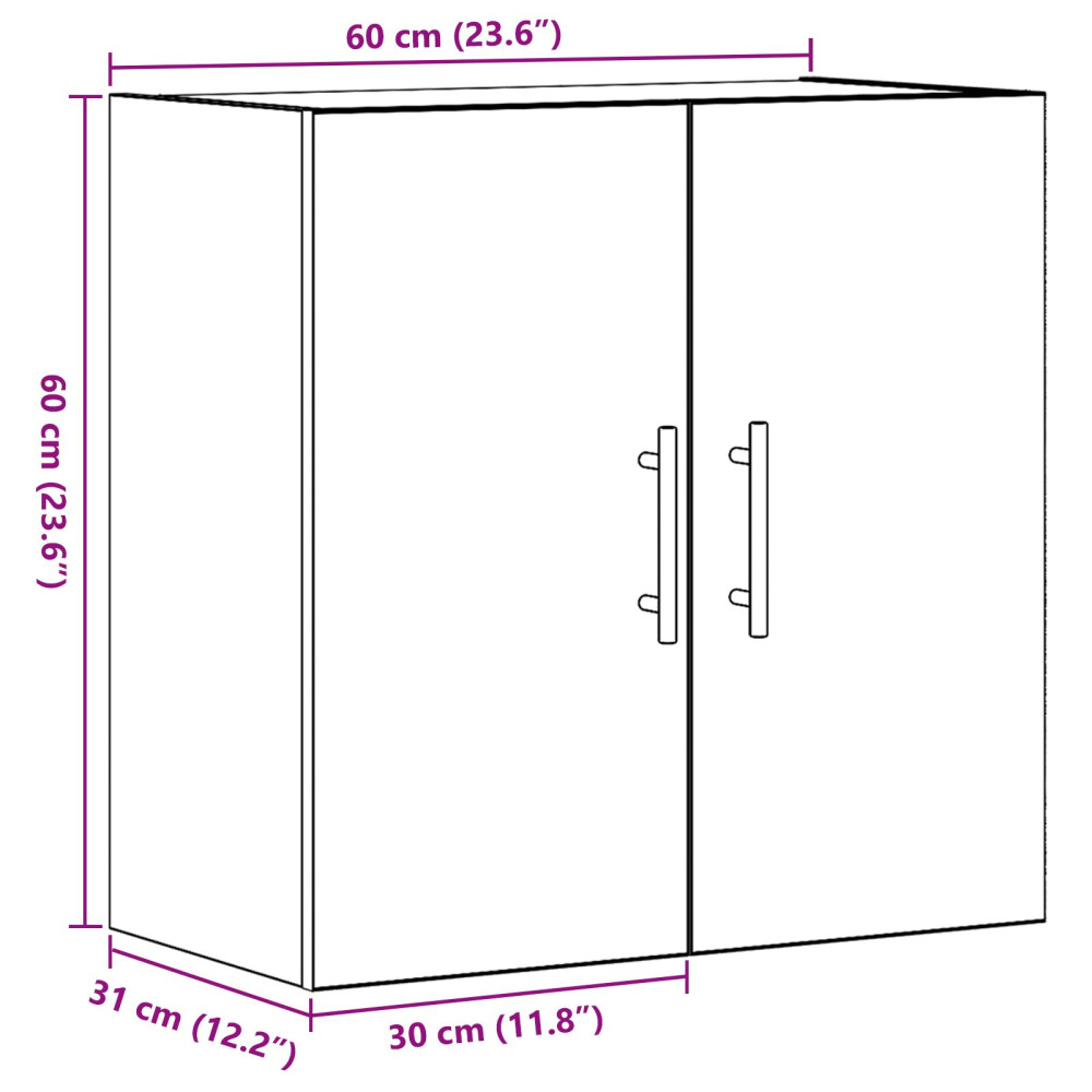 Produktbild för Väggmonterat skåp Svart Ek 60 x 31 x 70 cm Konstruerat trä