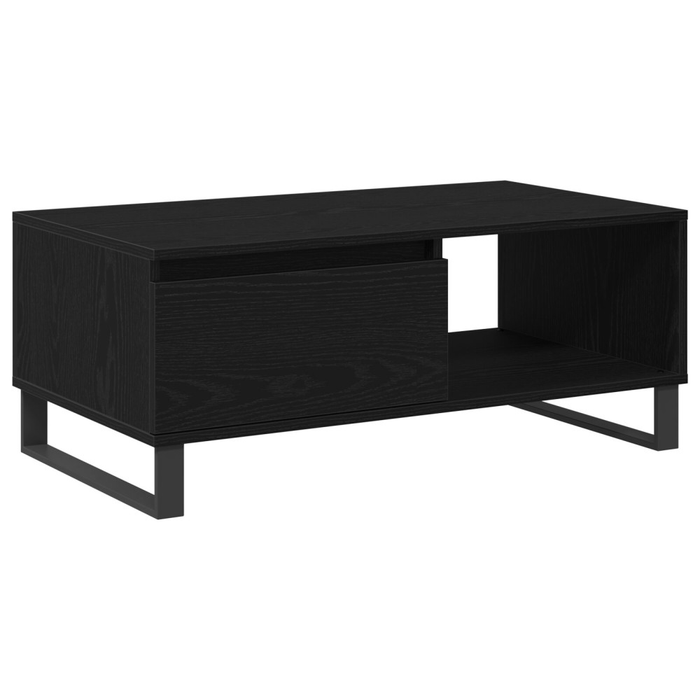 Produktbild för Kaffeebord med låda Svart Ek 90 x 50 x 36,5 cm Konstruerat trä