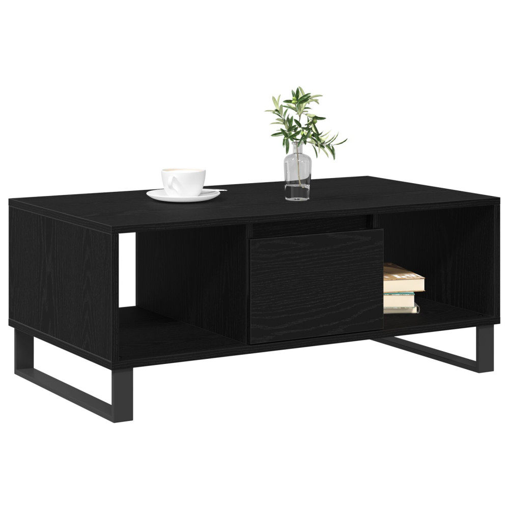 Produktbild för Kaffeebord med låda Svart Ek 90 x 50 x 36.5 cm Konstruerat trä