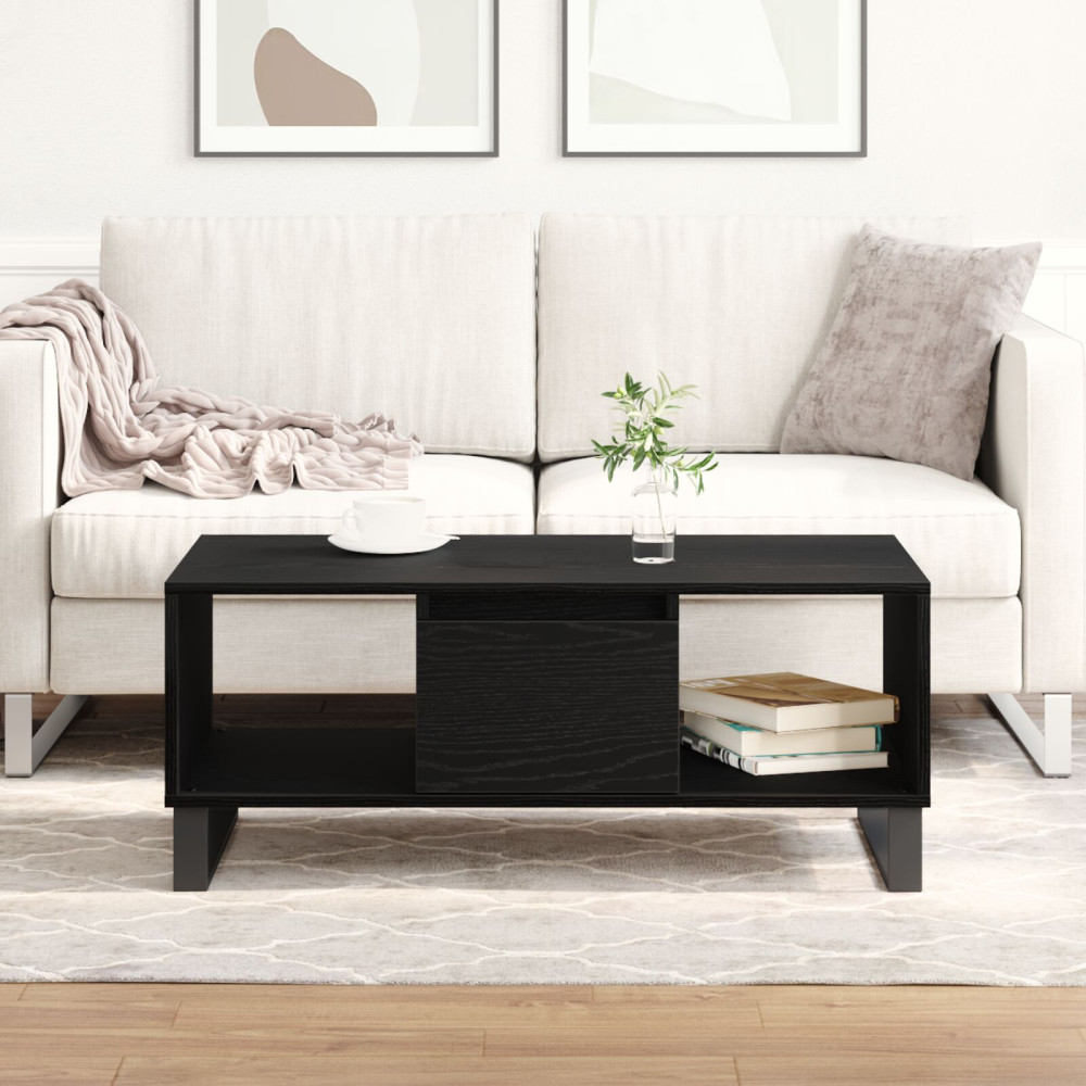 Produktbild för Kaffeebord med låda Svart Ek 90 x 50 x 36.5 cm Konstruerat trä