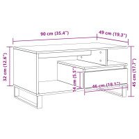 Produktbild för Kaffeebord med låda Svart Ek 90 x 49 x 45 cm Konstruerat trä