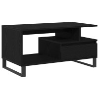 Produktbild för Kaffeebord med låda Svart Ek 90 x 49 x 45 cm Konstruerat trä