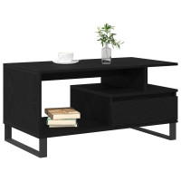 Produktbild för Kaffeebord med låda Svart Ek 90 x 49 x 45 cm Konstruerat trä