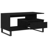 Produktbild för Kaffeebord med låda Svart Ek 90 x 49 x 45 cm Konstruerat trä