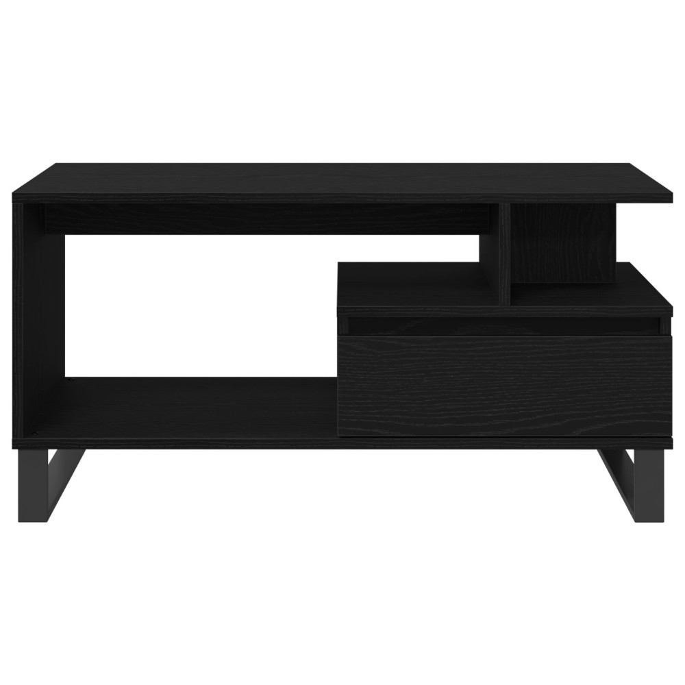 Produktbild för Kaffeebord med låda Svart Ek 90 x 49 x 45 cm Konstruerat trä