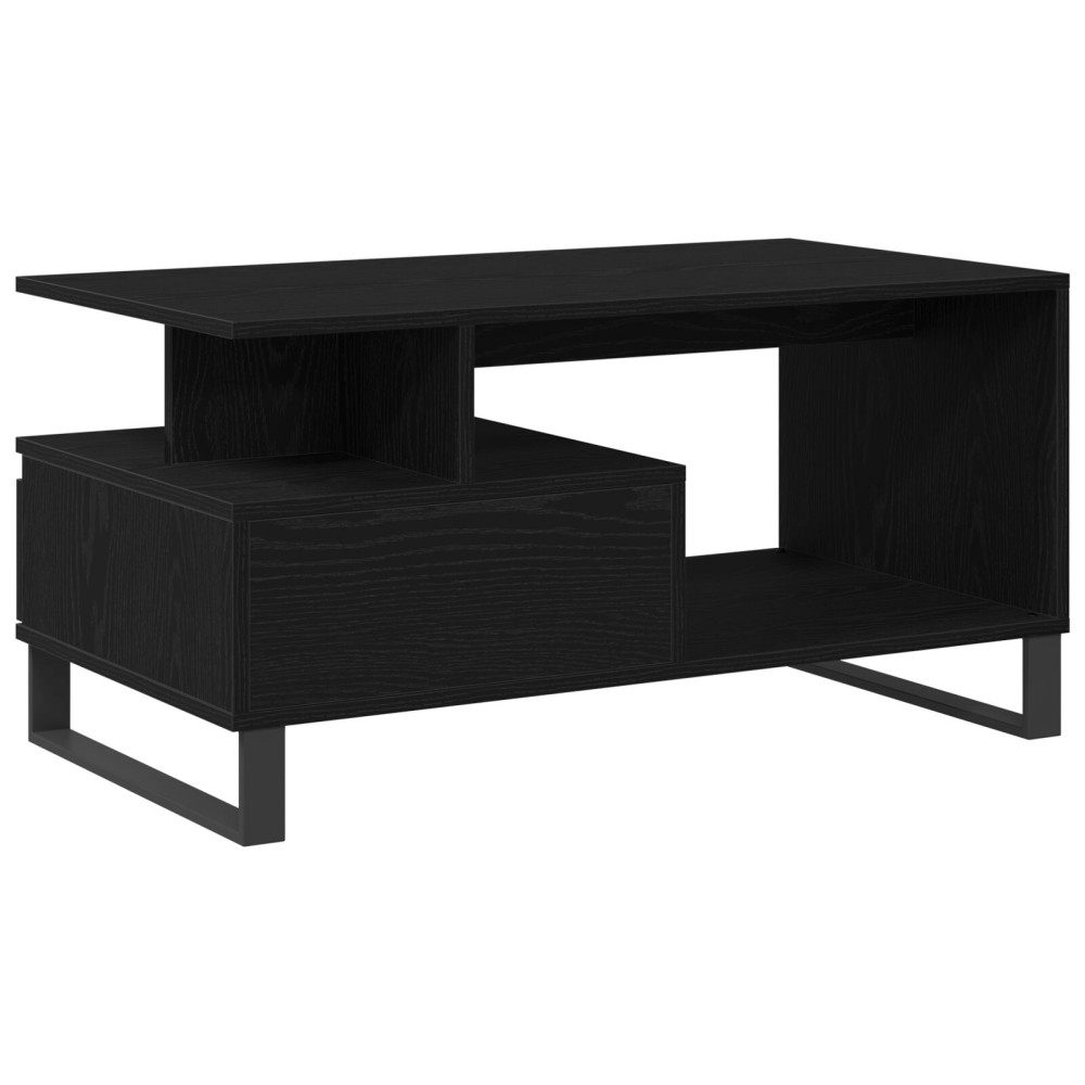 Produktbild för Kaffeebord med låda Svart Ek 90 x 49 x 45 cm Konstruerat trä
