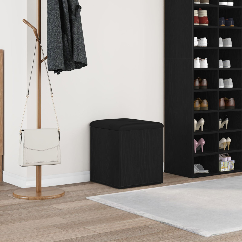 Produktbild för Förvaringsbänk Svart Ek 42 x 42 x 45 cm Konstruerat trä