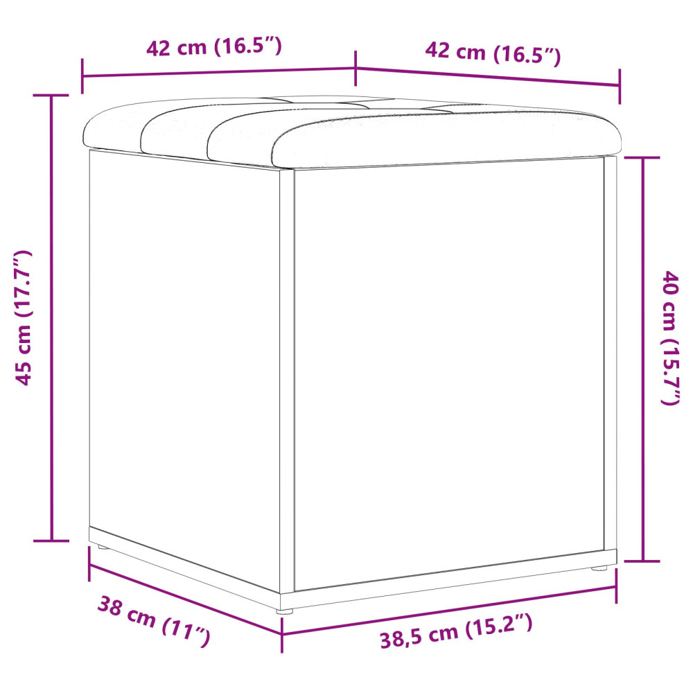 Produktbild för Förvaringsbänk Svart Ek 42 x 42 x 45 cm Konstruerat trä