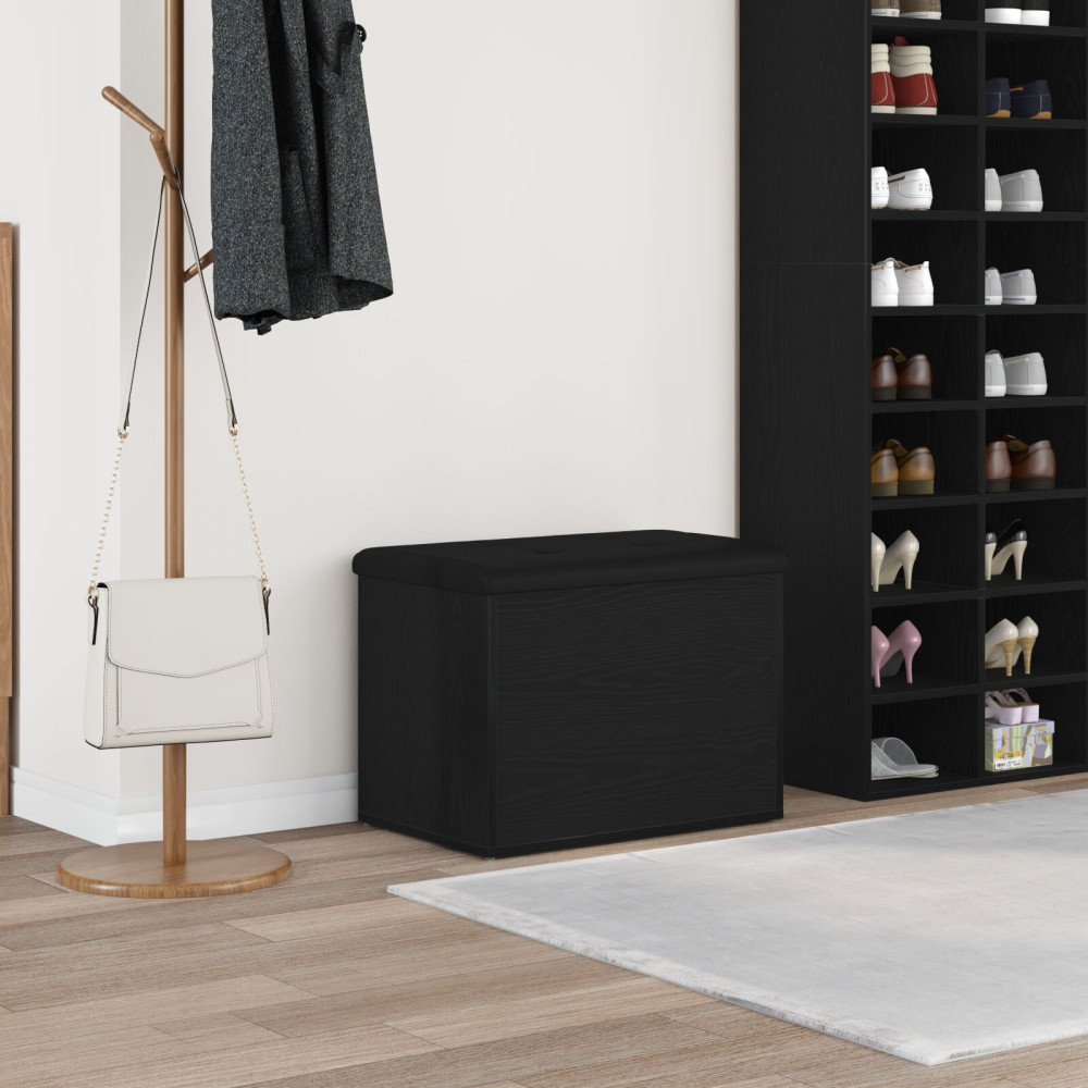 Produktbild för Förvaringsbänk Svart ek 62 x 42 x 45 cm Konstruerat trä