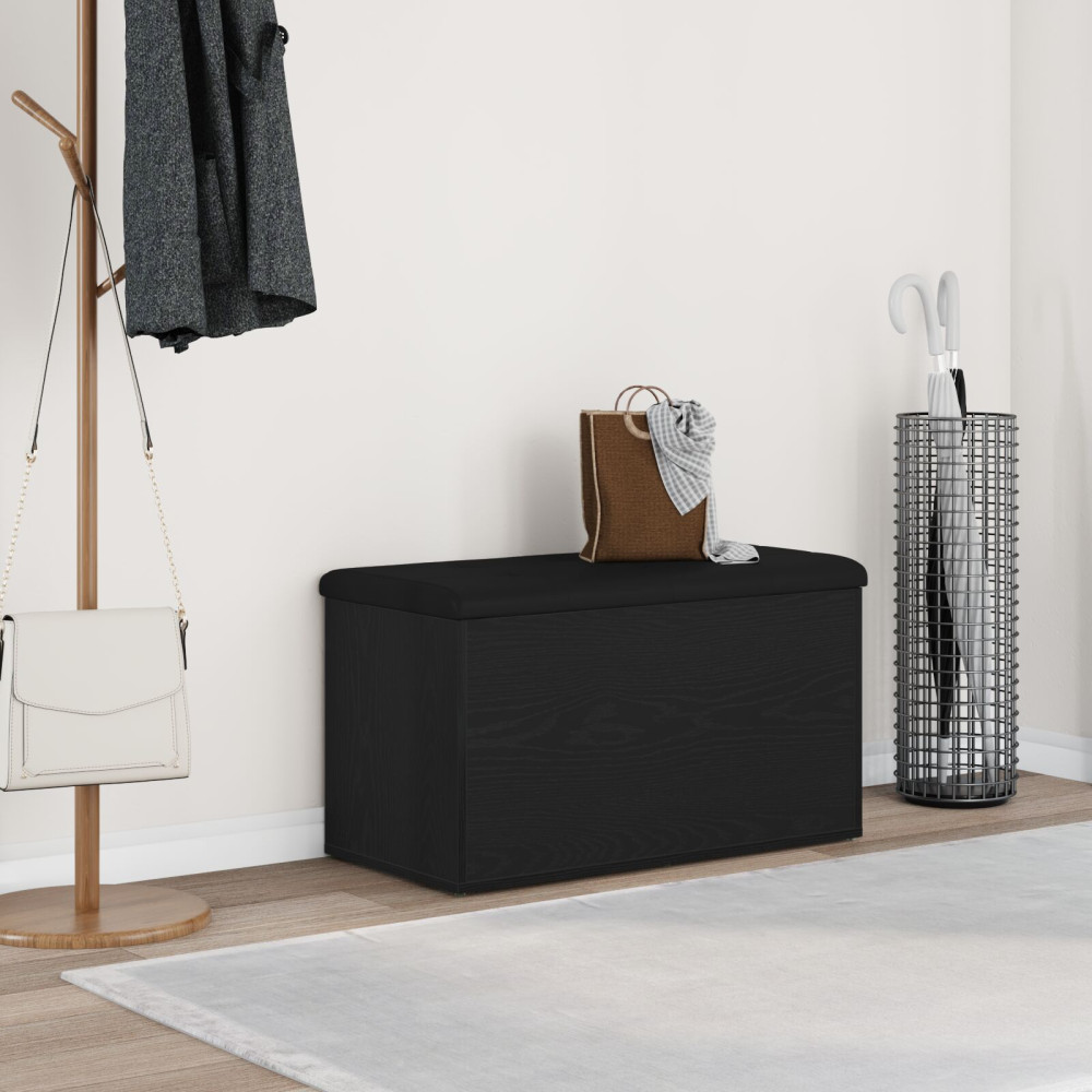 Produktbild för Förvaringsbänk Svart Ek 82 x 42 x 45 cm Konstruerat trä