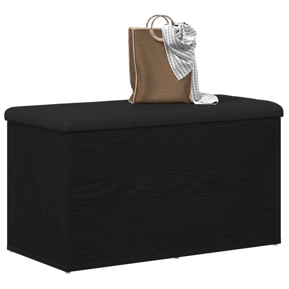 Produktbild för Förvaringsbänk Svart Ek 82 x 42 x 45 cm Konstruerat trä