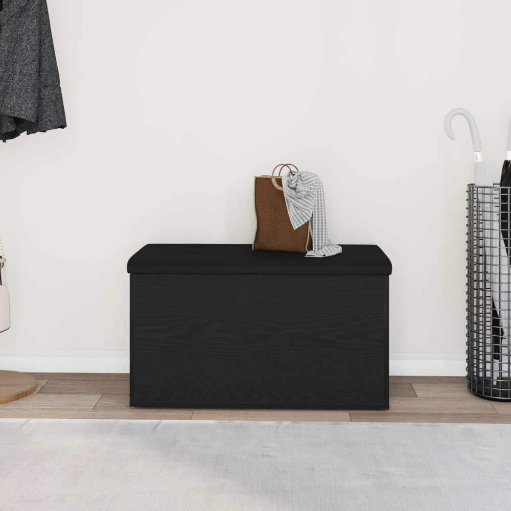 Produktbild för Förvaringsbänk Svart Ek 82 x 42 x 45 cm Konstruerat trä