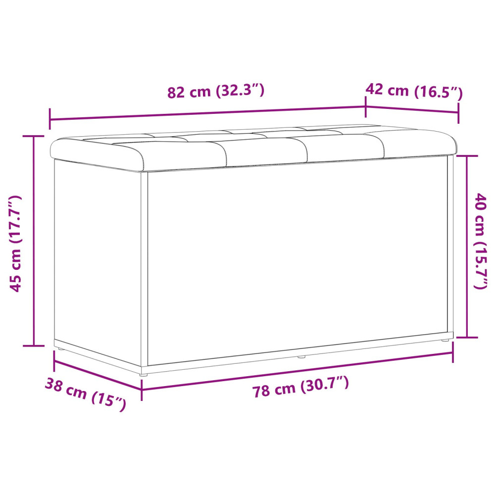 Produktbild för Förvaringsbänk Svart Ek 82 x 42 x 45 cm Konstruerat trä