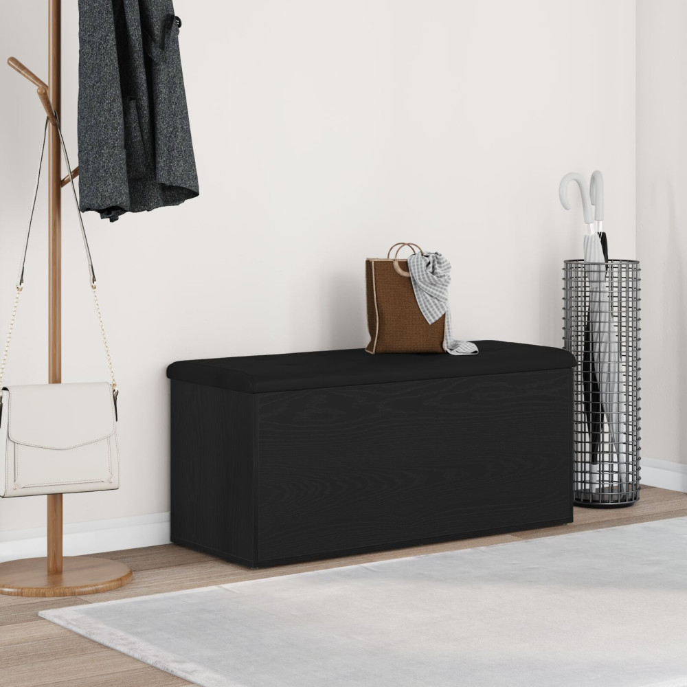Produktbild för Förvaringsbänk Svart ek 102 x 42 x 45 cm Konstruerat trä