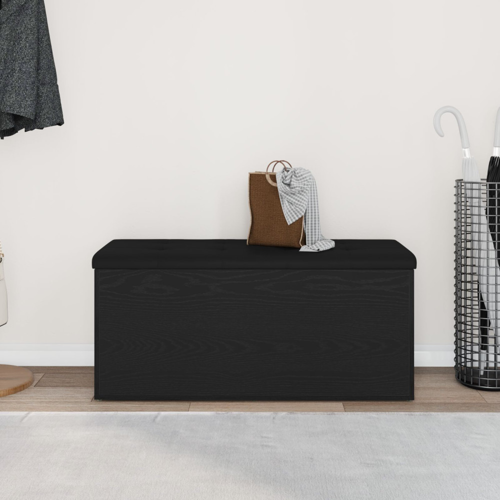 Produktbild för Förvaringsbänk Svart ek 102 x 42 x 45 cm Konstruerat trä
