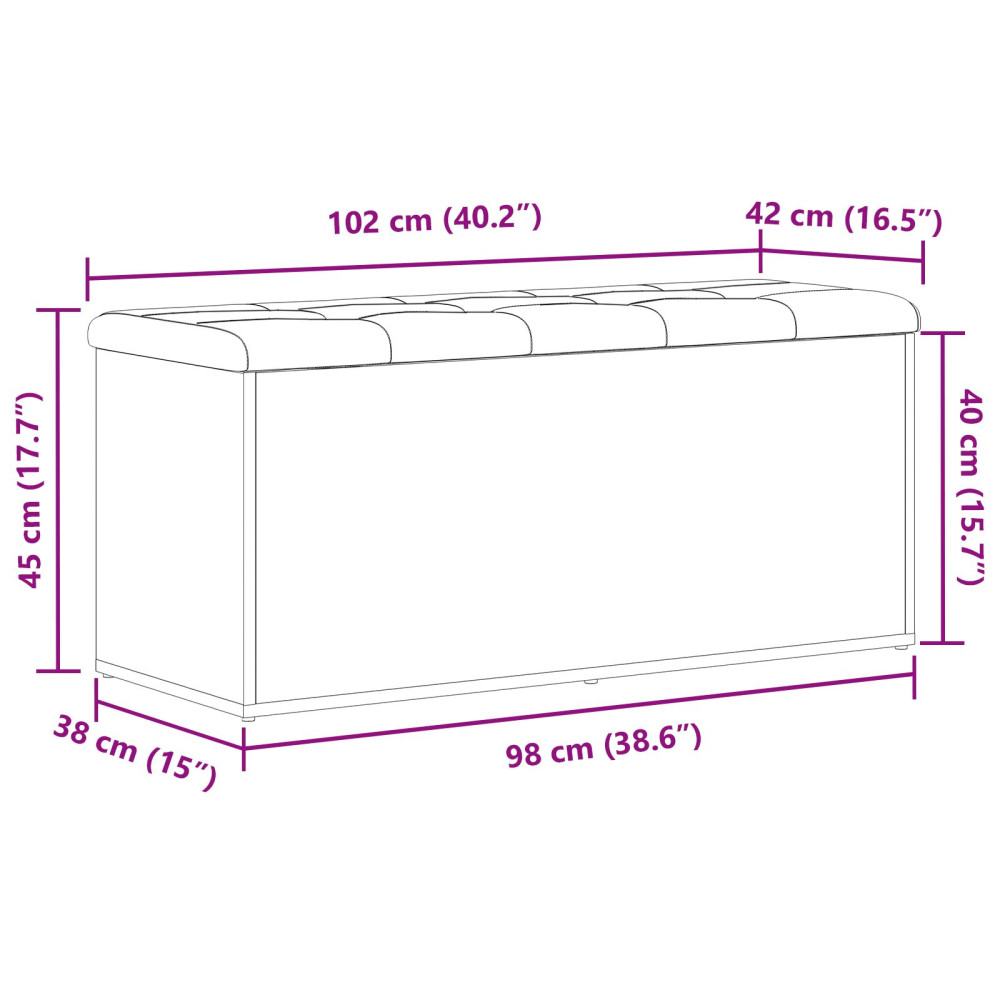 Produktbild för Förvaringsbänk Svart ek 102 x 42 x 45 cm Konstruerat trä