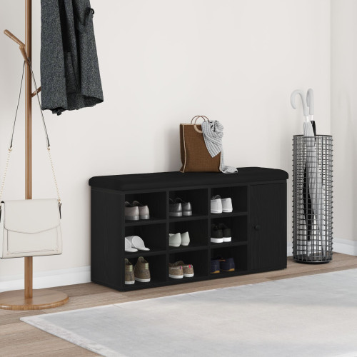 vidaXL Förvaringsbänk Svart Ek 102 x 32 x 50 cm Konstruerat trä