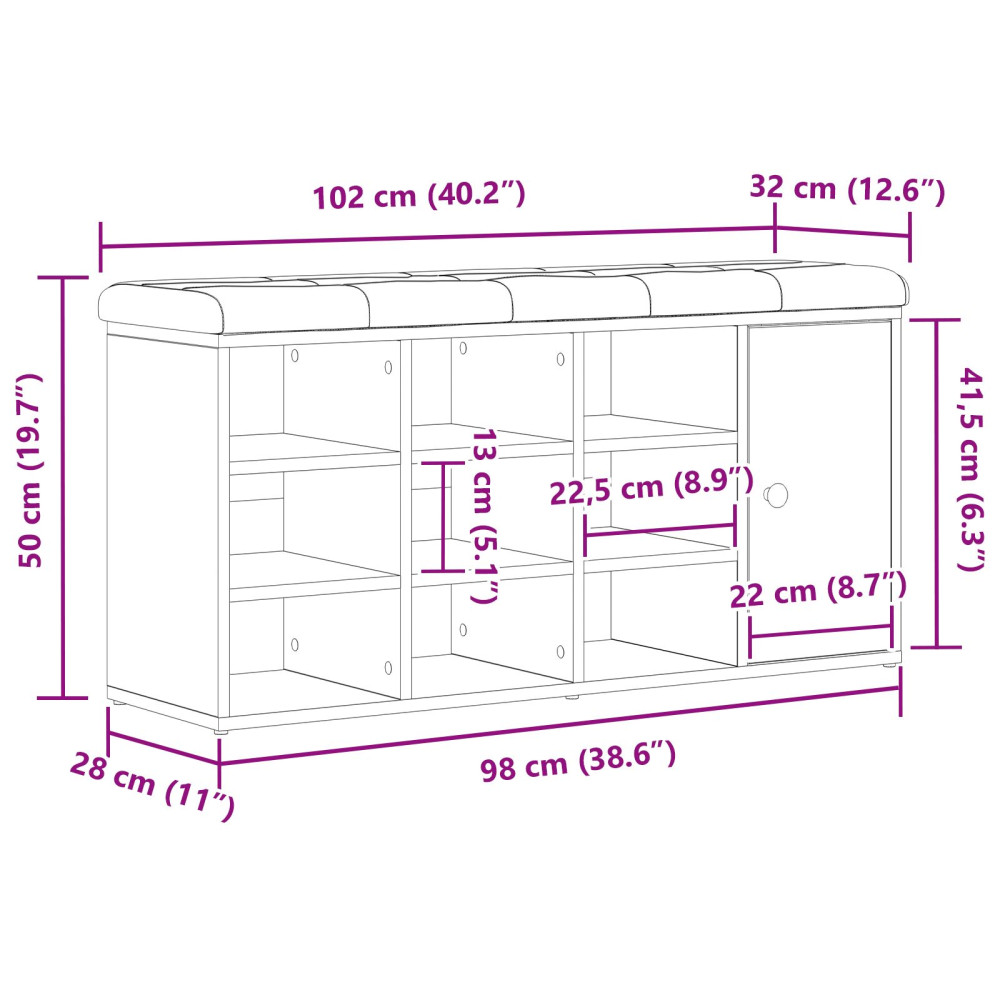 Produktbild för Förvaringsbänk Svart Ek 102 x 32 x 50 cm Konstruerat trä