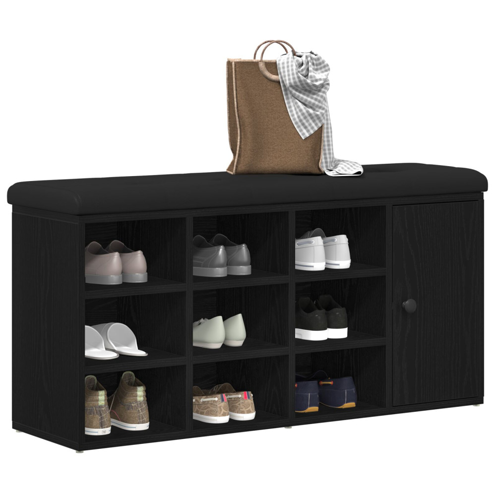 Produktbild för Förvaringsbänk Svart Ek 102 x 32 x 50 cm Konstruerat trä