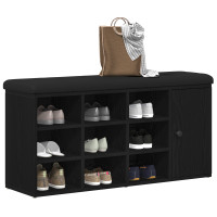 Produktbild för Förvaringsbänk Svart Ek 102 x 32 x 50 cm Konstruerat trä