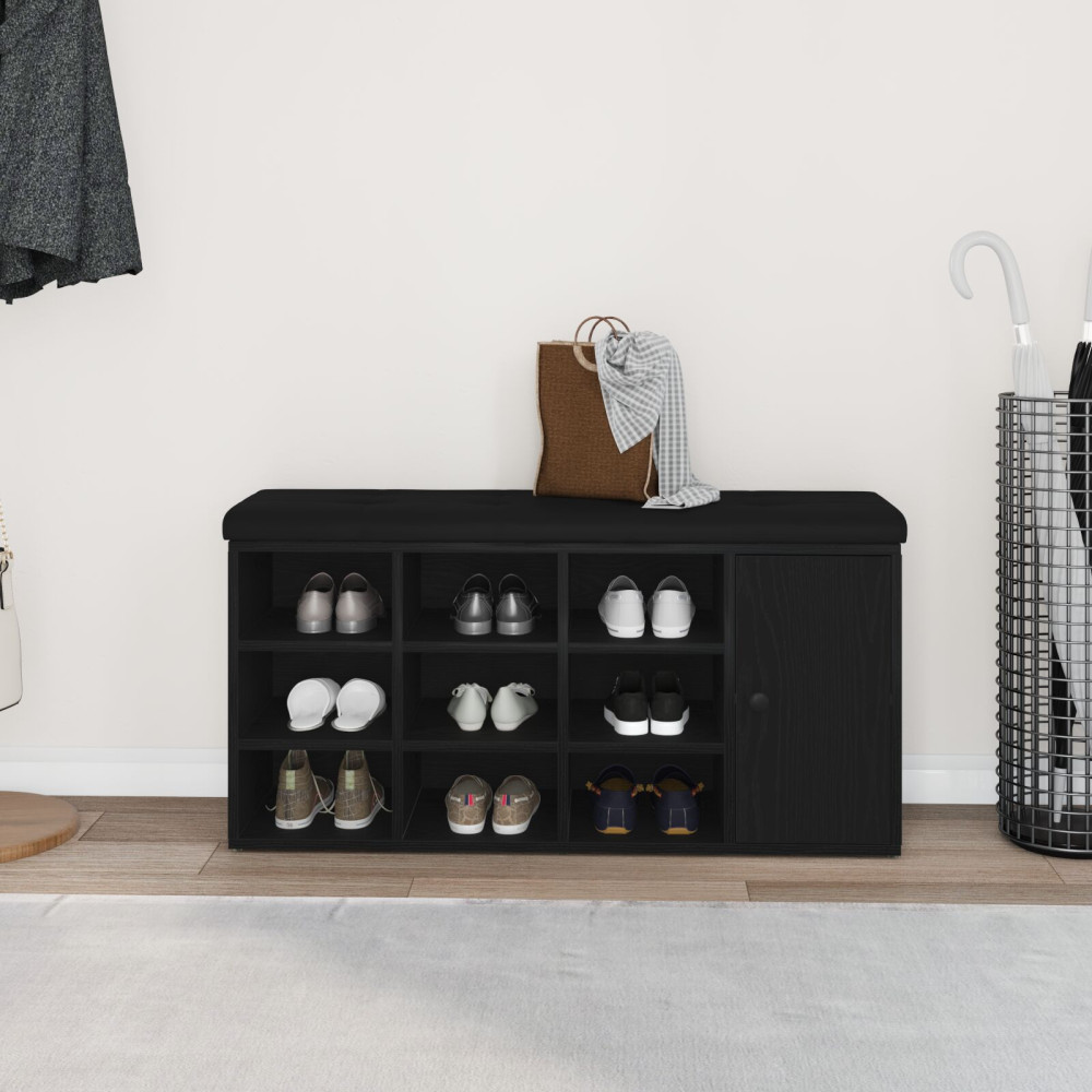 Produktbild för Förvaringsbänk Svart Ek 102 x 32 x 50 cm Konstruerat trä