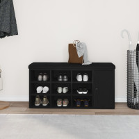 Produktbild för Förvaringsbänk Svart Ek 102 x 32 x 50 cm Konstruerat trä