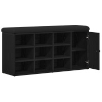 Produktbild för Förvaringsbänk Svart Ek 102 x 32 x 50 cm Konstruerat trä