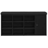 Produktbild för Förvaringsbänk Svart Ek 102 x 32 x 50 cm Konstruerat trä