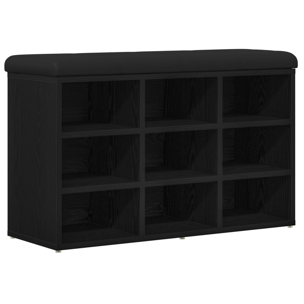 Produktbild för Skobänk med hylla Svart 82 x 32 x 50 cm Konstruerat trä