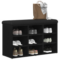 Produktbild för Skobänk med hylla Svart 82 x 32 x 50 cm Konstruerat trä
