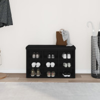 Produktbild för Skobänk med hylla Svart 82 x 32 x 50 cm Konstruerat trä