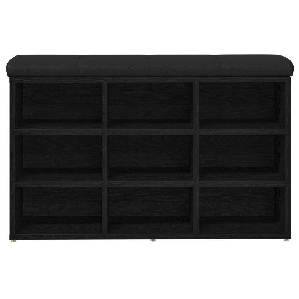 Produktbild för Skobänk med hylla Svart 82 x 32 x 50 cm Konstruerat trä