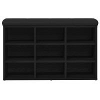 Produktbild för Skobänk med hylla Svart 82 x 32 x 50 cm Konstruerat trä