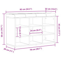 Produktbild för Skobänk med hylla Svart 82 x 32 x 50 cm Konstruerat trä