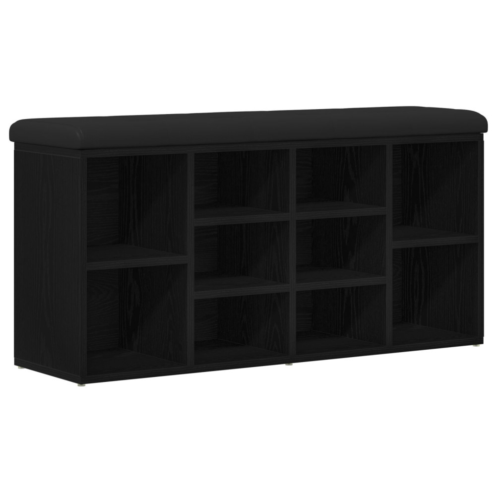 Produktbild för Skobänk med hylla Svart Ek 102 x 32 x 50 cm Konstruerat trä