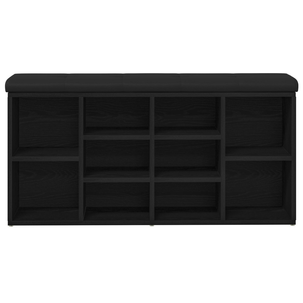 Produktbild för Skobänk med hylla Svart Ek 102 x 32 x 50 cm Konstruerat trä