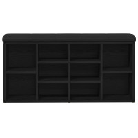 Produktbild för Skobänk med hylla Svart Ek 102 x 32 x 50 cm Konstruerat trä