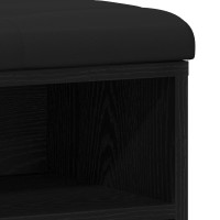 Produktbild för Skobänk med hylla Svart Ek 102 x 32 x 50 cm Konstruerat trä