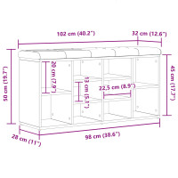 Produktbild för Skobänk med hylla Svart Ek 102 x 32 x 50 cm Konstruerat trä