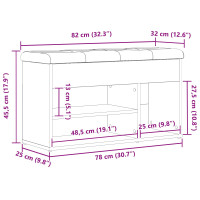 Produktbild för Skobänk med hylla Svart 80 x 30 x 45 cm Konstruerat trä