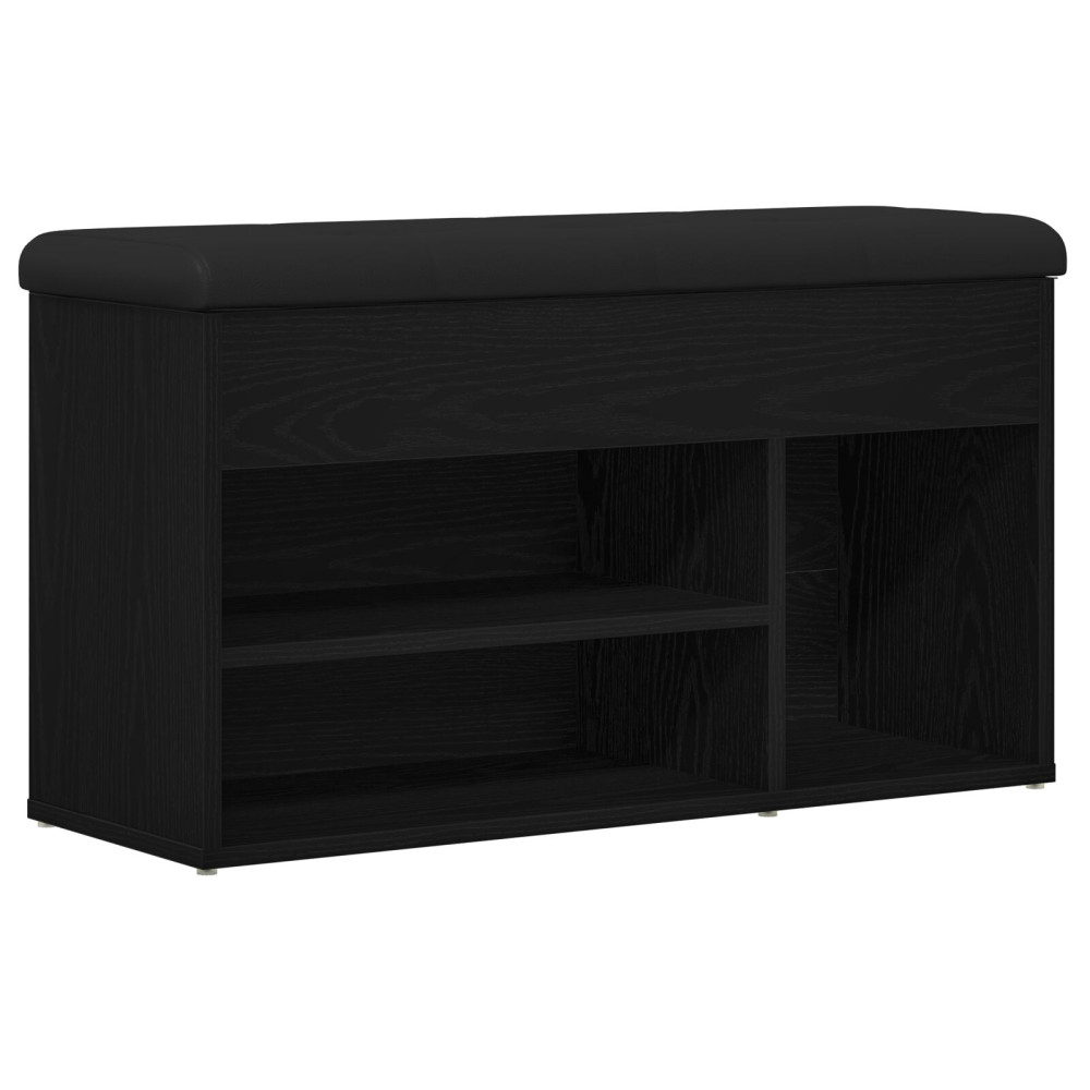 Produktbild för Skobänk med hylla Svart 80 x 30 x 45 cm Konstruerat trä