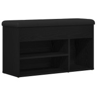 Produktbild för Skobänk med hylla Svart 80 x 30 x 45 cm Konstruerat trä