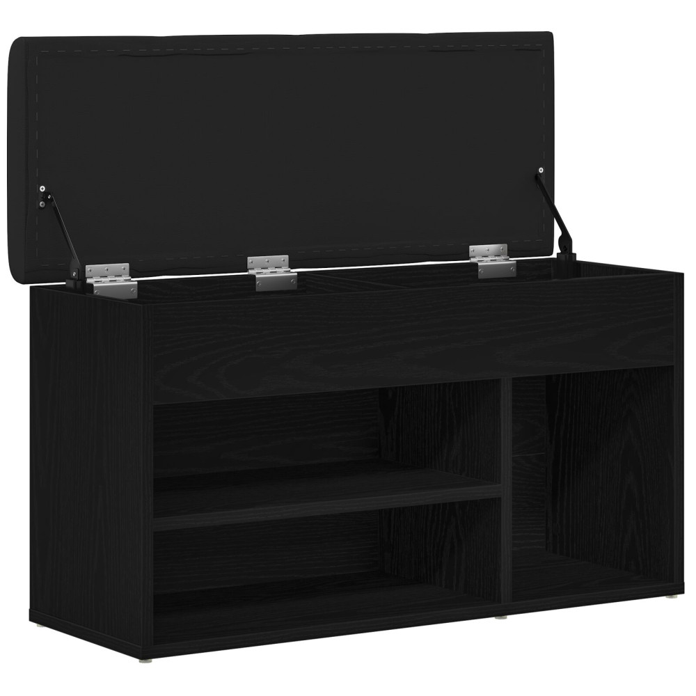 Produktbild för Skobänk med hylla Svart 80 x 30 x 45 cm Konstruerat trä