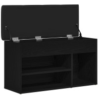 Produktbild för Skobänk med hylla Svart 80 x 30 x 45 cm Konstruerat trä