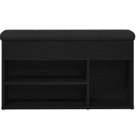 Produktbild för Skobänk med hylla Svart 80 x 30 x 45 cm Konstruerat trä