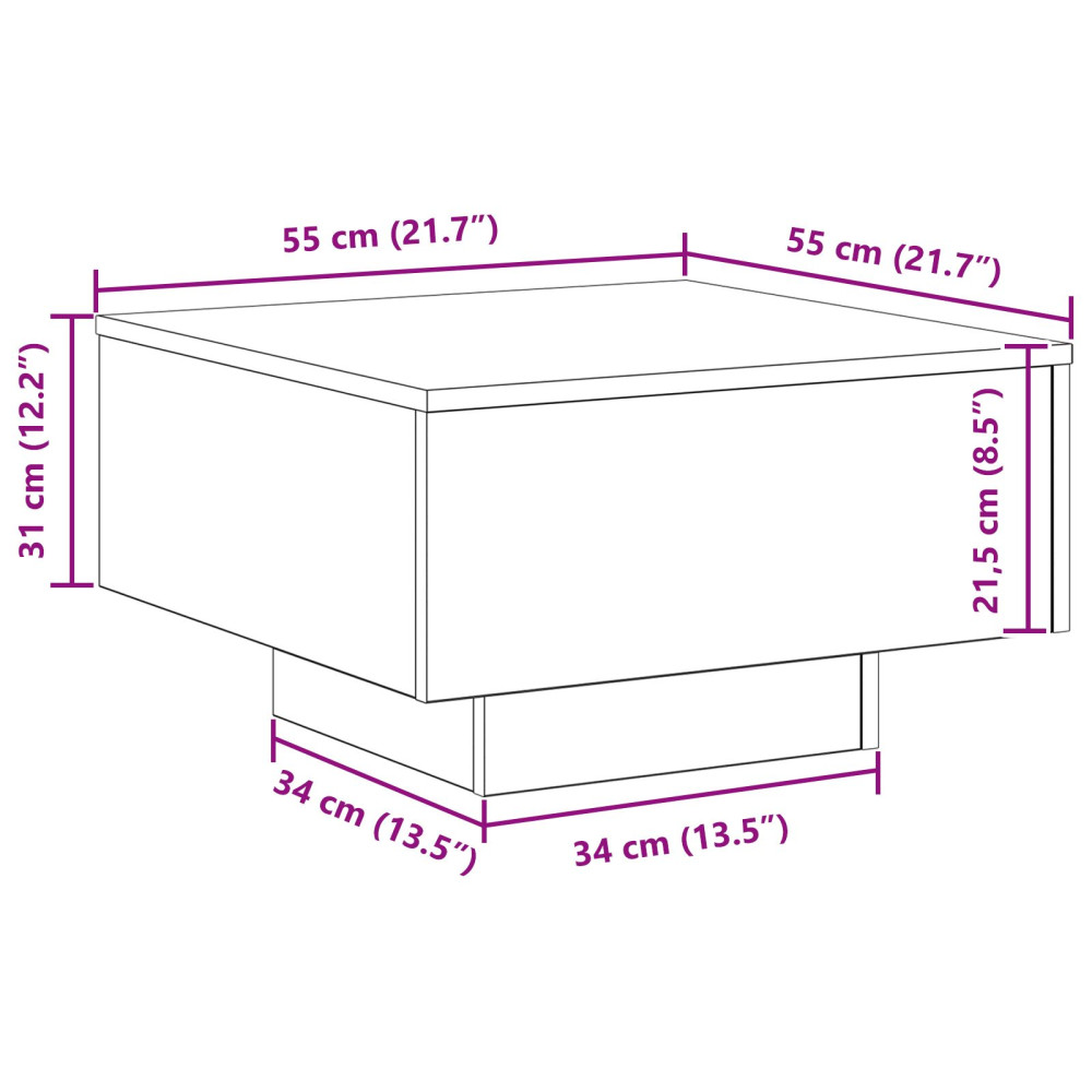 Produktbild för Kaffeebord Svart Ek 55 x 55 x 31 cm Konstruerat trä